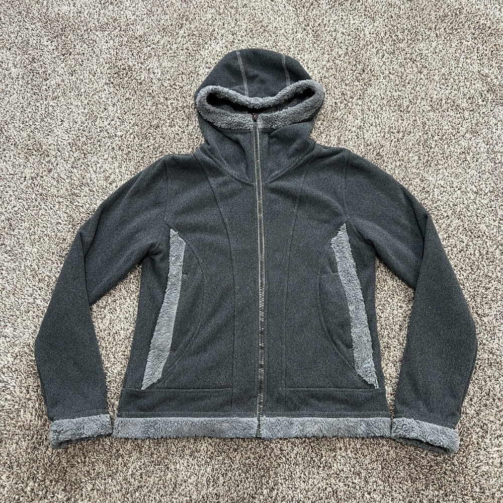 Kuhl Hoodie Sweater Womens Medium Grey Full Zip Pockets Outdoors Apres Hoodie